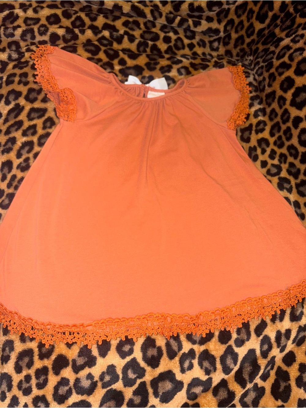 Shabby Chic Burnt Orange Lace Trim Boho Tunic Dress 3T Toddler Girl
